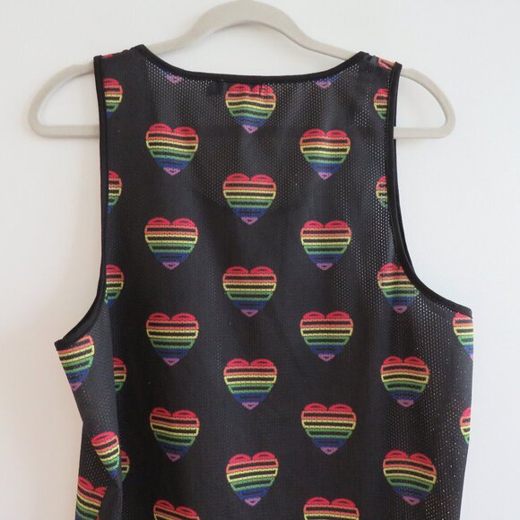 STEELE (ST33LE) Pride Heart Print Performated Open Mesh Vest Festival - Size M - Picture 11 of 14